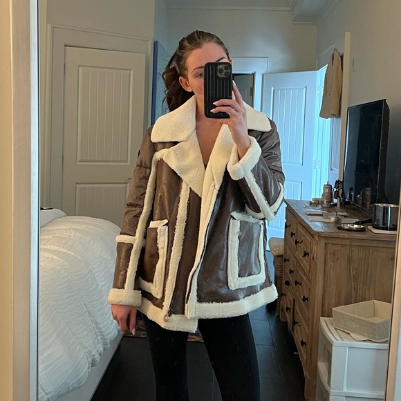 NOIZE Faux Leather Shearling Puffer - size small - Picture 5 of 7